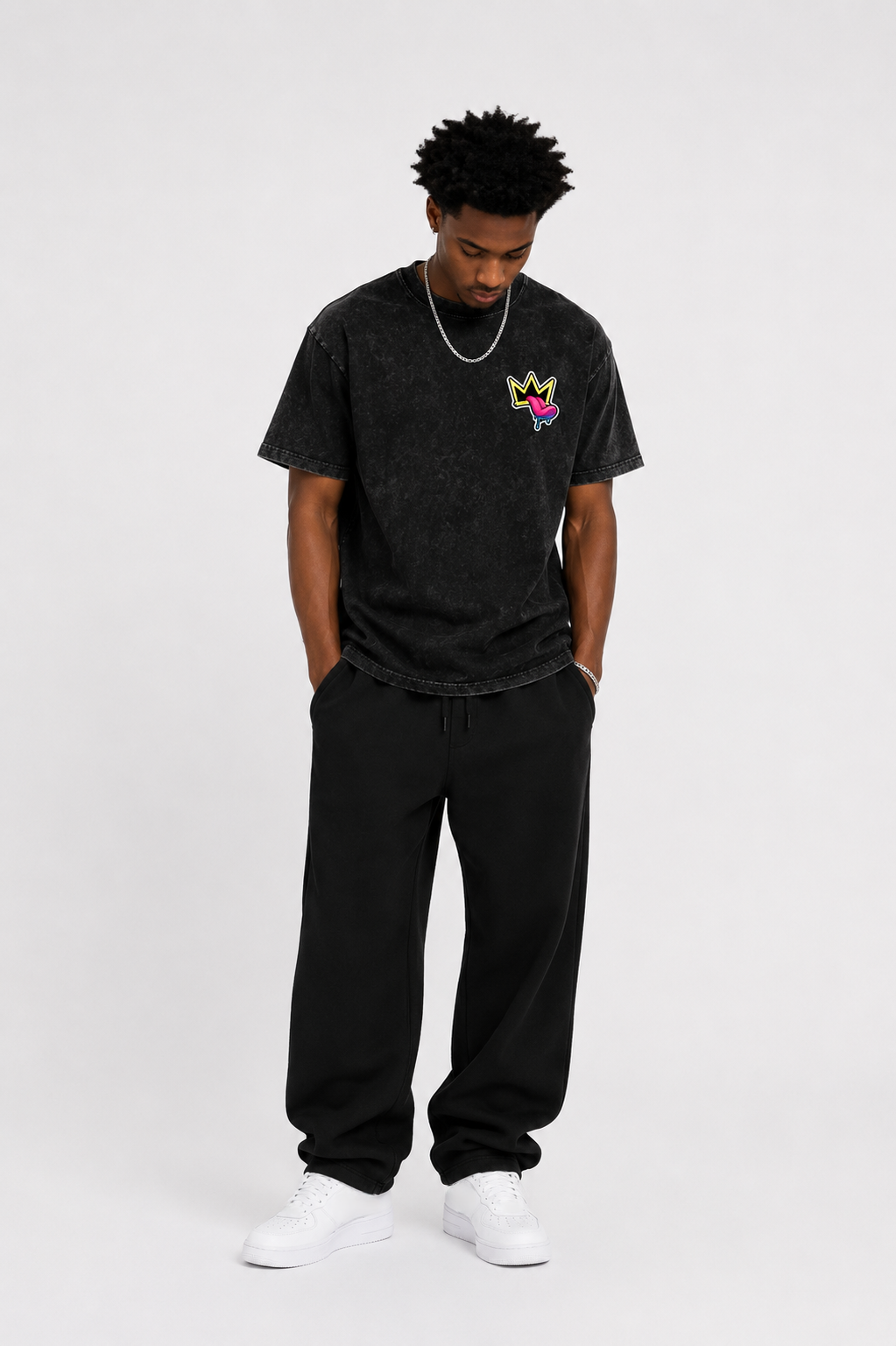 Snow Washed Oversized Cotton T-Shirt