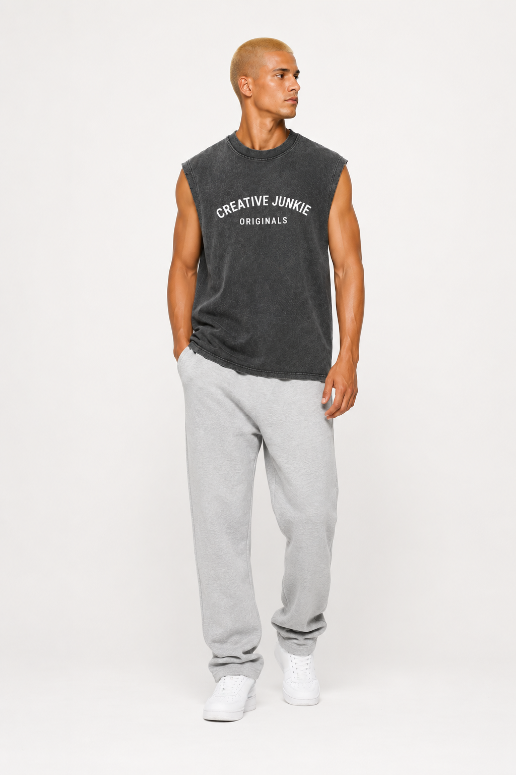 Snow Washed Frayed Hem Tank Top