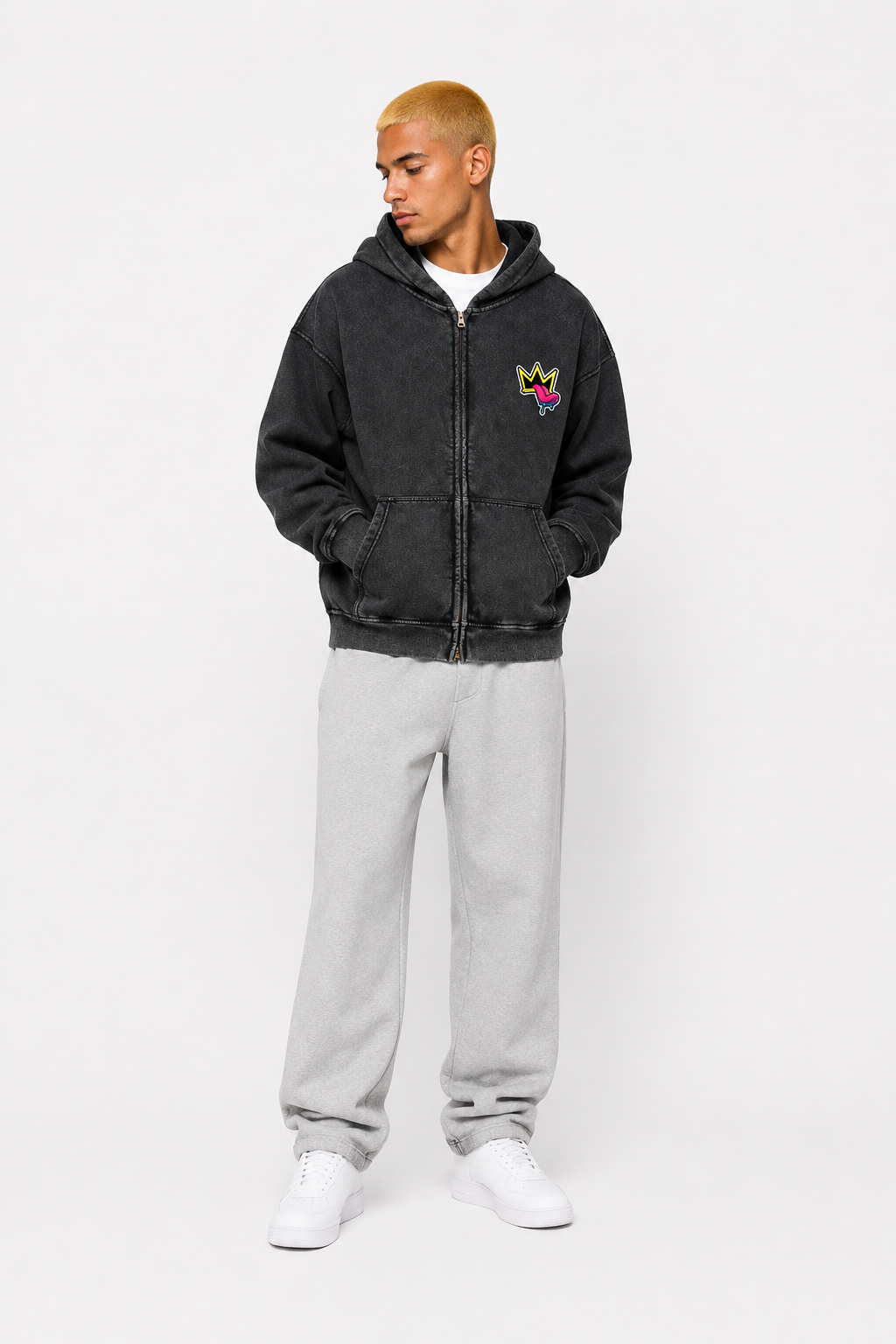 Zip-Through Boxy Fleece Hoodie