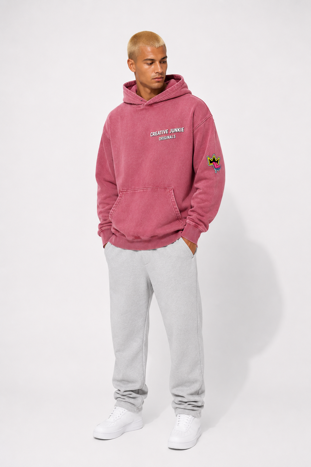 Snow Washed Loose Cotton Hoodie