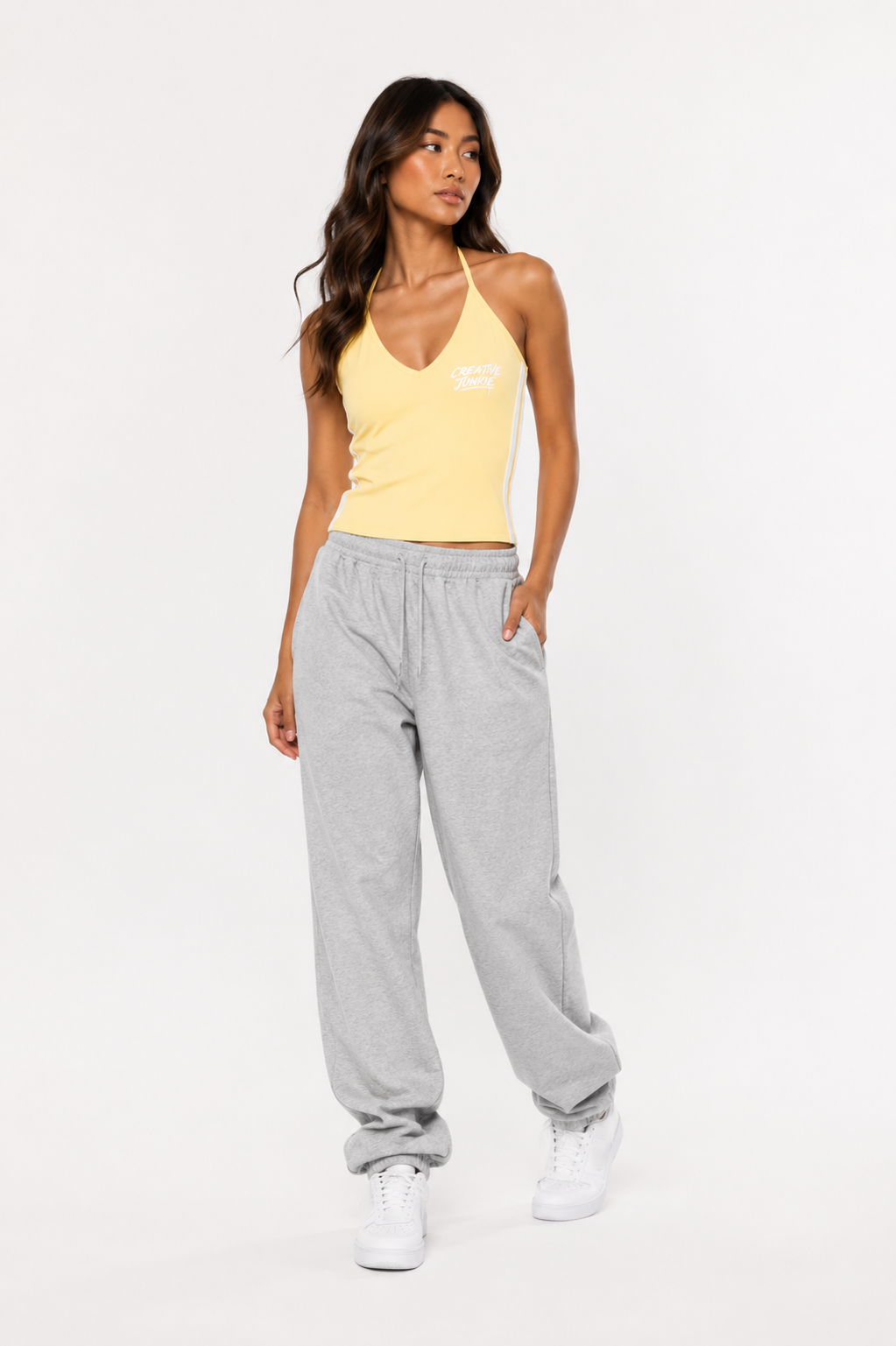 Color Block Halter Crop Tank Top
