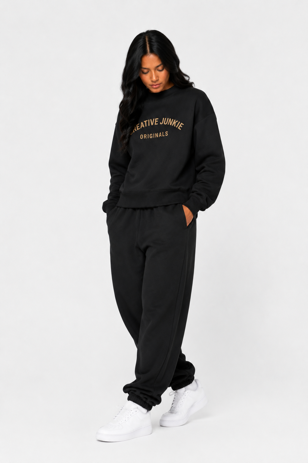 Essential Fleece Mock-Neck Crew Sweatshirt