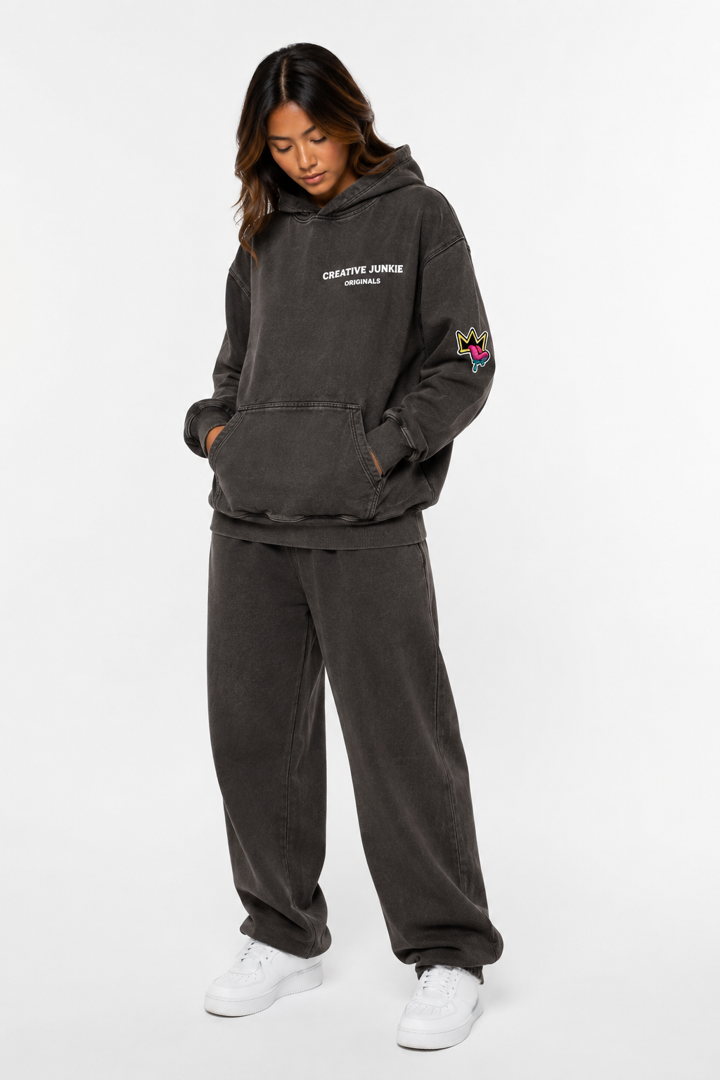 Snow Washed Loose Cotton Hoodie