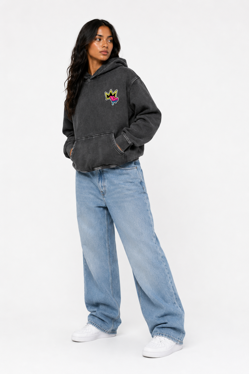 Snow Wash Fleece Oversize Hoodie